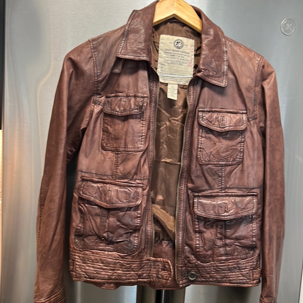 Lucky Brand leather bomber jacket
